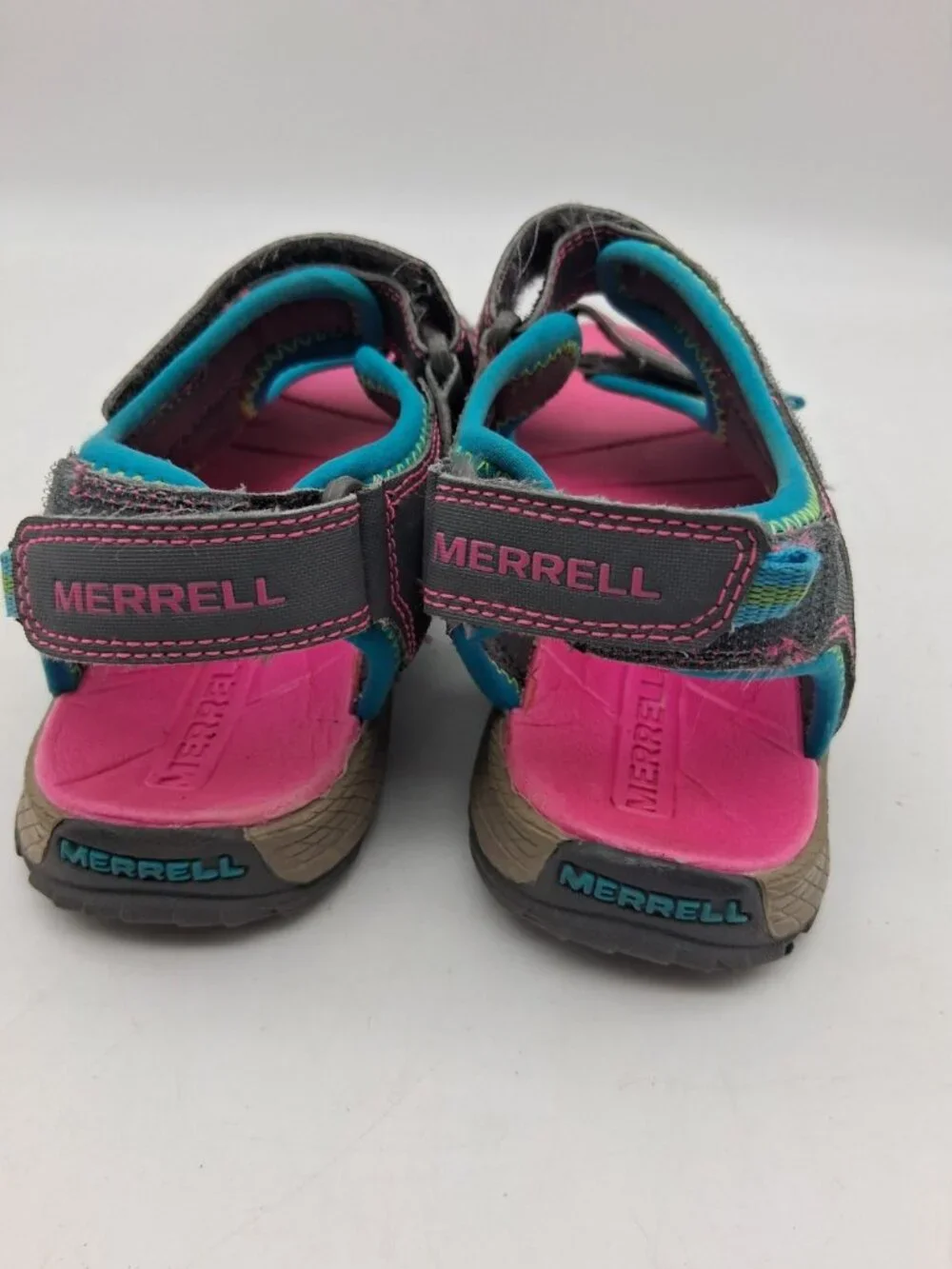 Girls Merrell Panther Sandals Size 3M Gray Pink Blue Select Grip